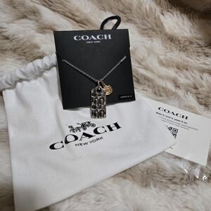 Coach Silver Necklace with Logo Pendant